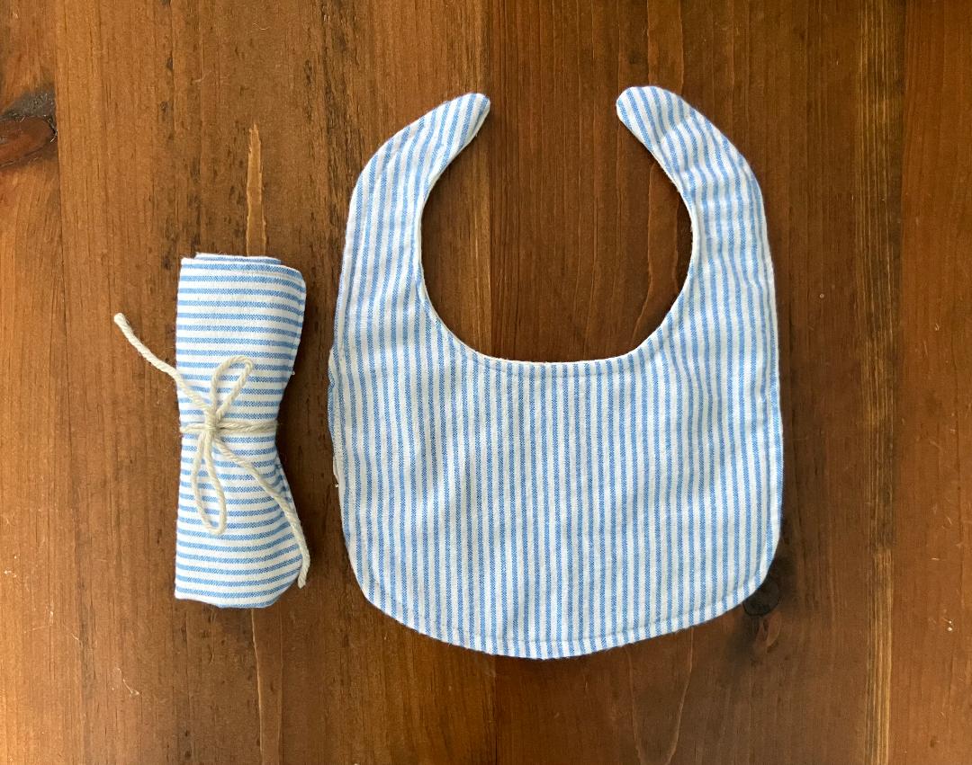 Blue & White Striped Burp Cloth