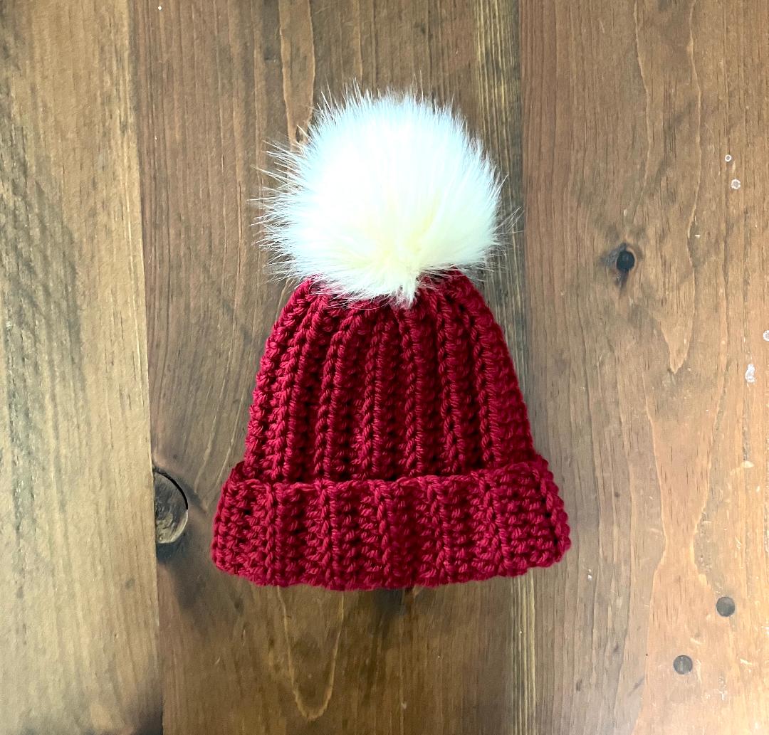 Cranberry Baby Beanie (0-3 months)