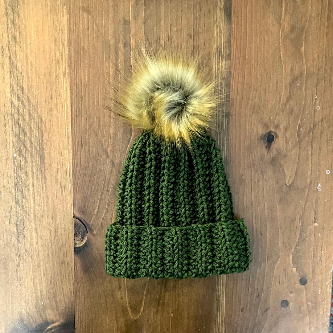 Dark Olive Baby Beanie (0-3 months)
