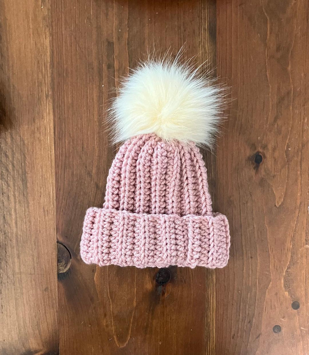Light Pink Baby Beanie (0-3 months)