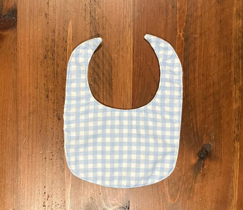 Magnetic "Easy-Off" Light Blue Checkered Bib