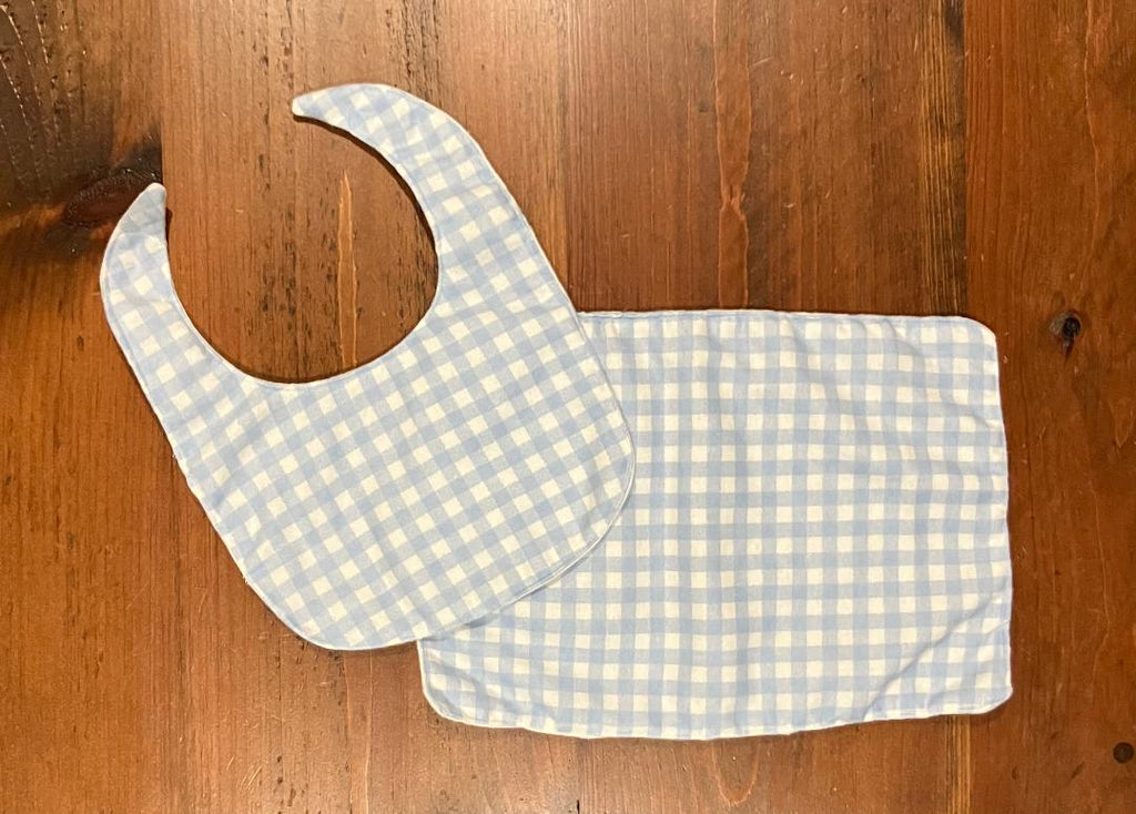 Light Blue Checkered Burp Cloth