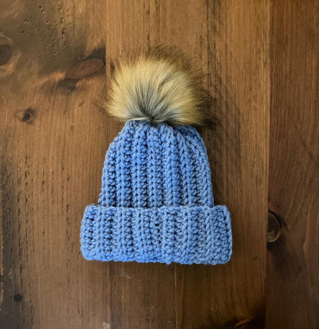 Medium Blue Baby Beanie (0-3 months)
