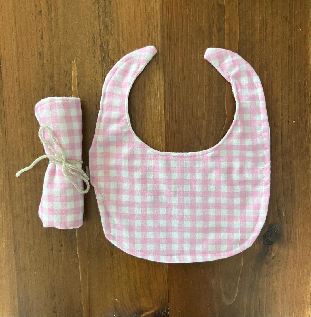 Pink & White Checkered Burp Cloth