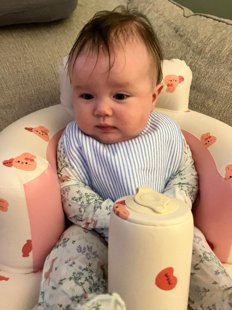 Magnetic "Easy-Off" Blue & White Striped Bib