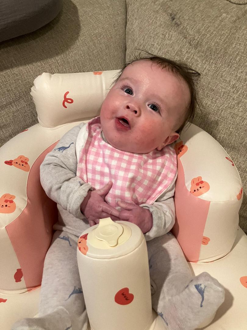Magnetic "Easy-Off" Pink & White Checkered Bib