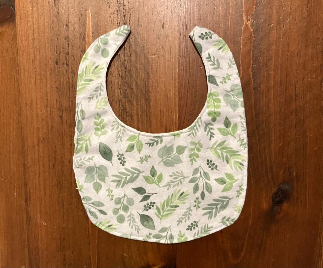Magnetic "Easy-Off" Sage Floral Bib