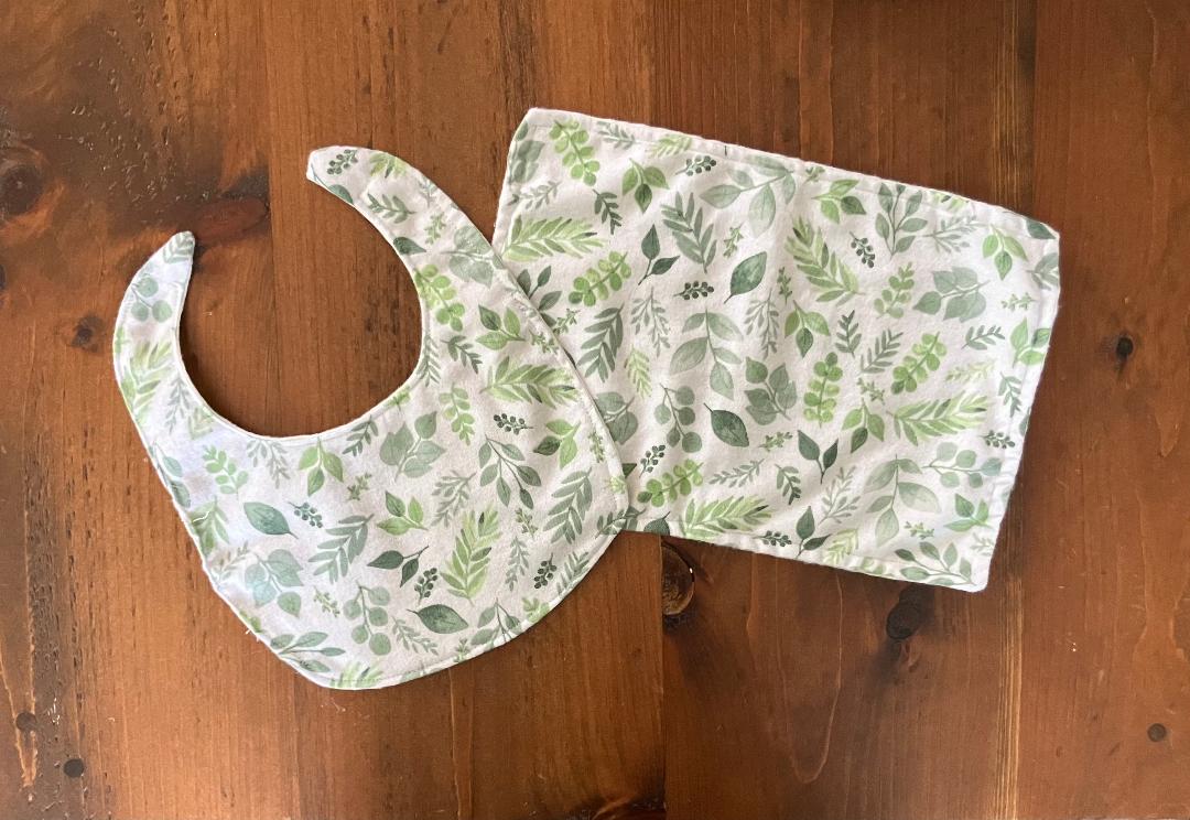 Sage Floral Burp Cloths