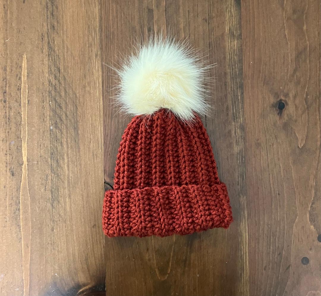 Terra Cotta Baby Beanie (0-3 months)