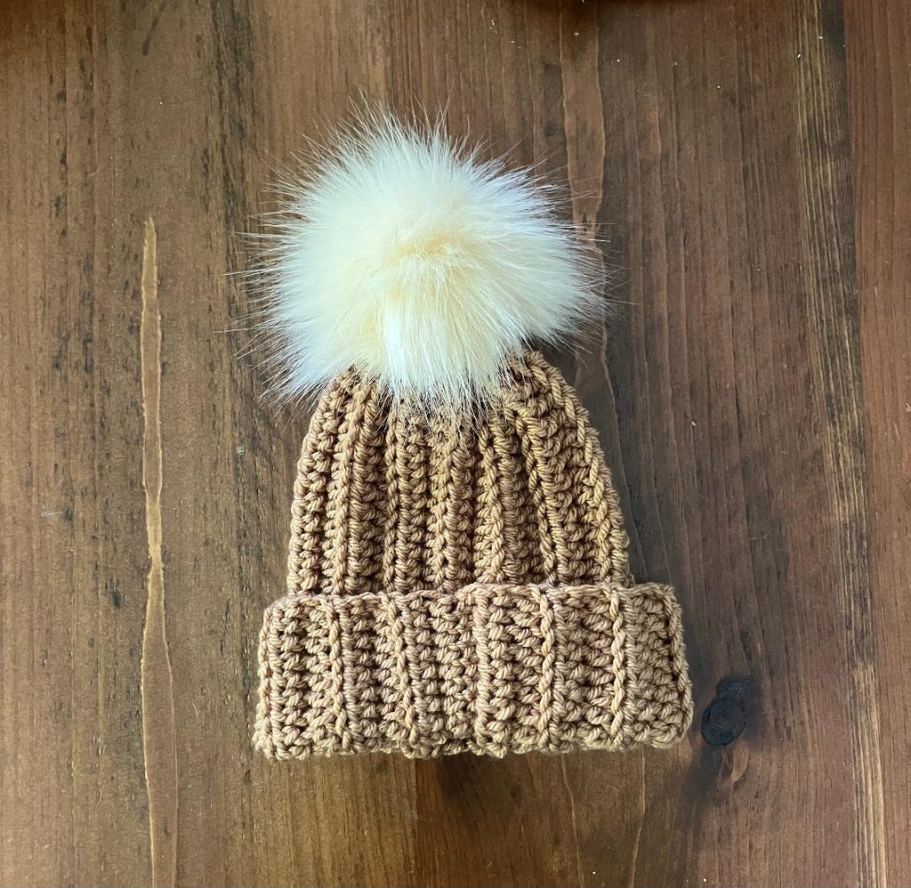 Toasted Almond Baby Beanie (0-3 months)