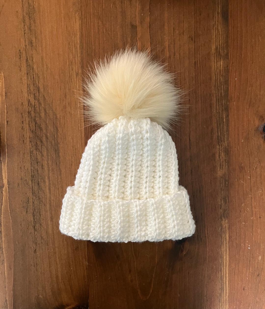 White Baby Beanie (0-3 months)