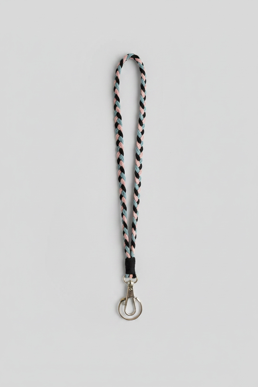 Black, Pink & Blue Lanyard - Flat