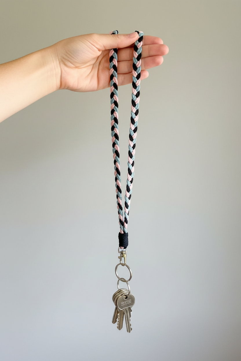 Black, Pink & Blue Lanyard - Hand Held