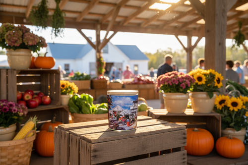 Cider Hill Farm candle inside a farm stand