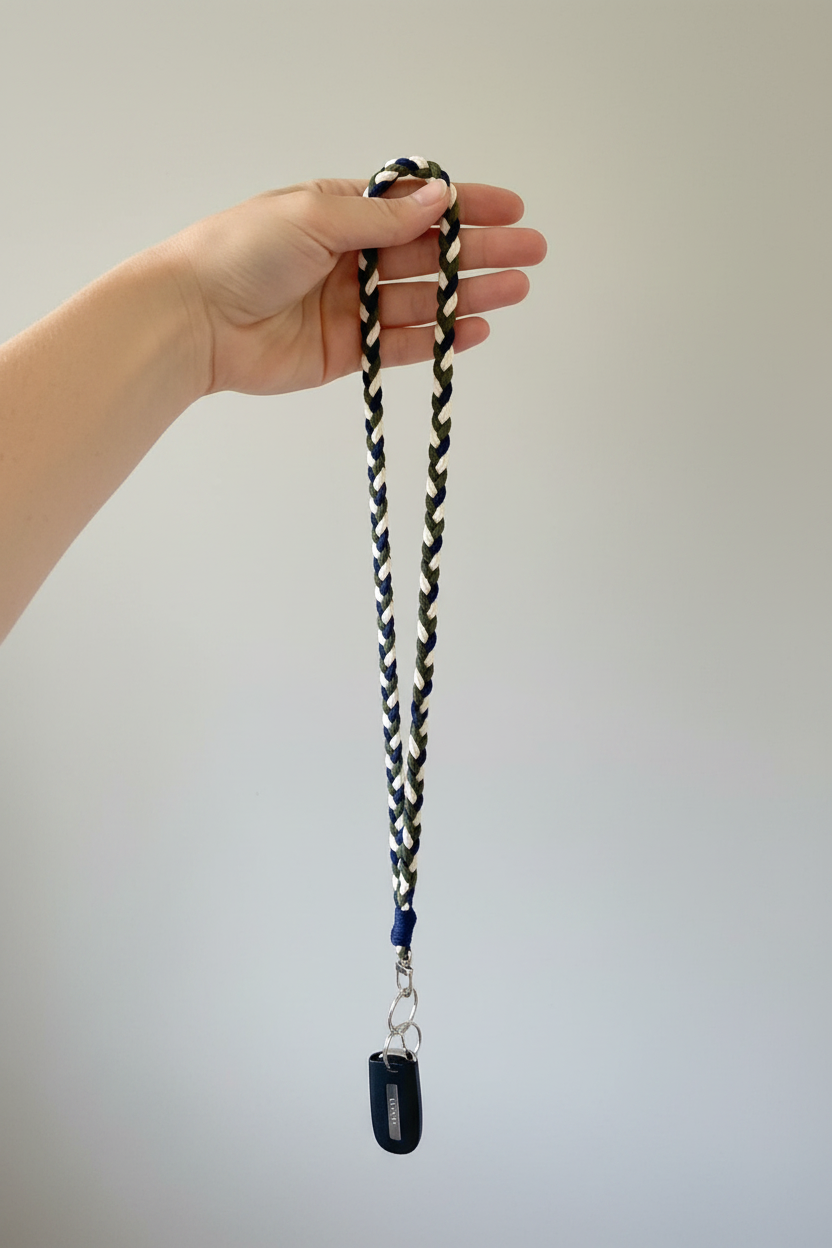 Navy & Cream Lanyard - Hand Held