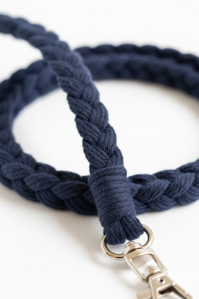 Navy Lanyard - Braid Close-up