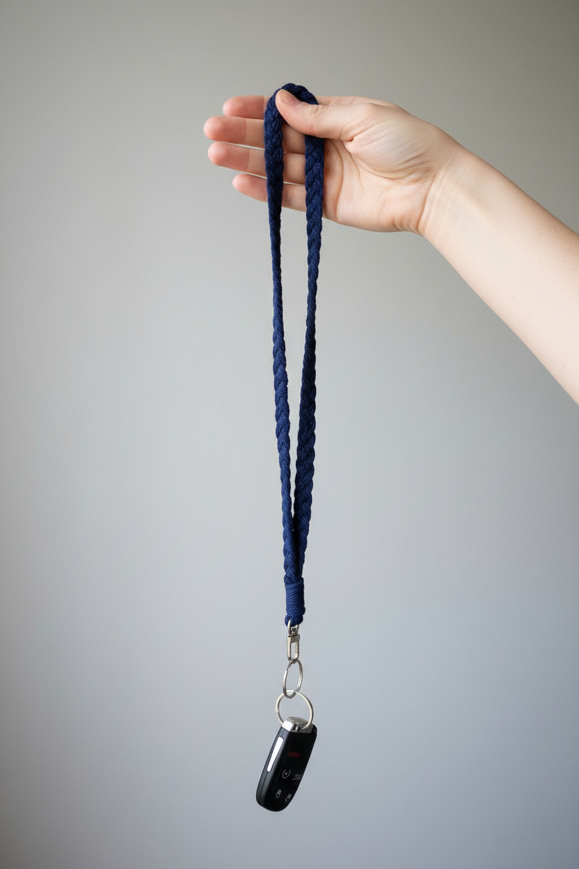 Navy Macrame Lanyard - Hand Held