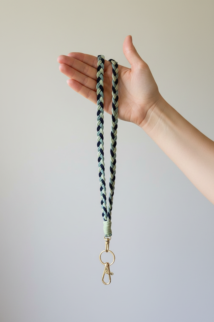 Navy, Sage & White Lanyard - Hand Held