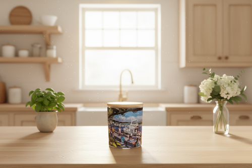 Peace Garden candle on kitchen counter