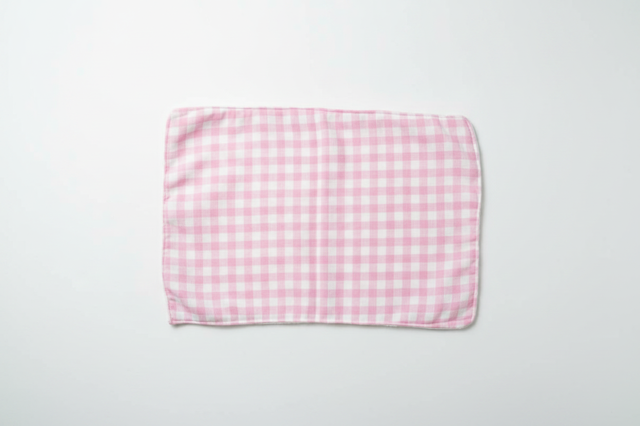 Pink Gingham Burp Cloth
