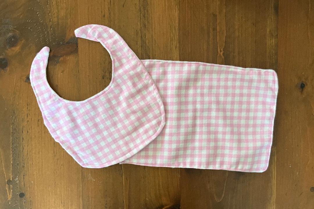 Pink & White Checkered Burp Cloth