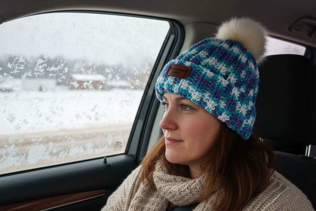 Seaspray NBPT beanie adult in car during winter
