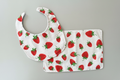 Strawberry Bib with Burp Cloth - Gray