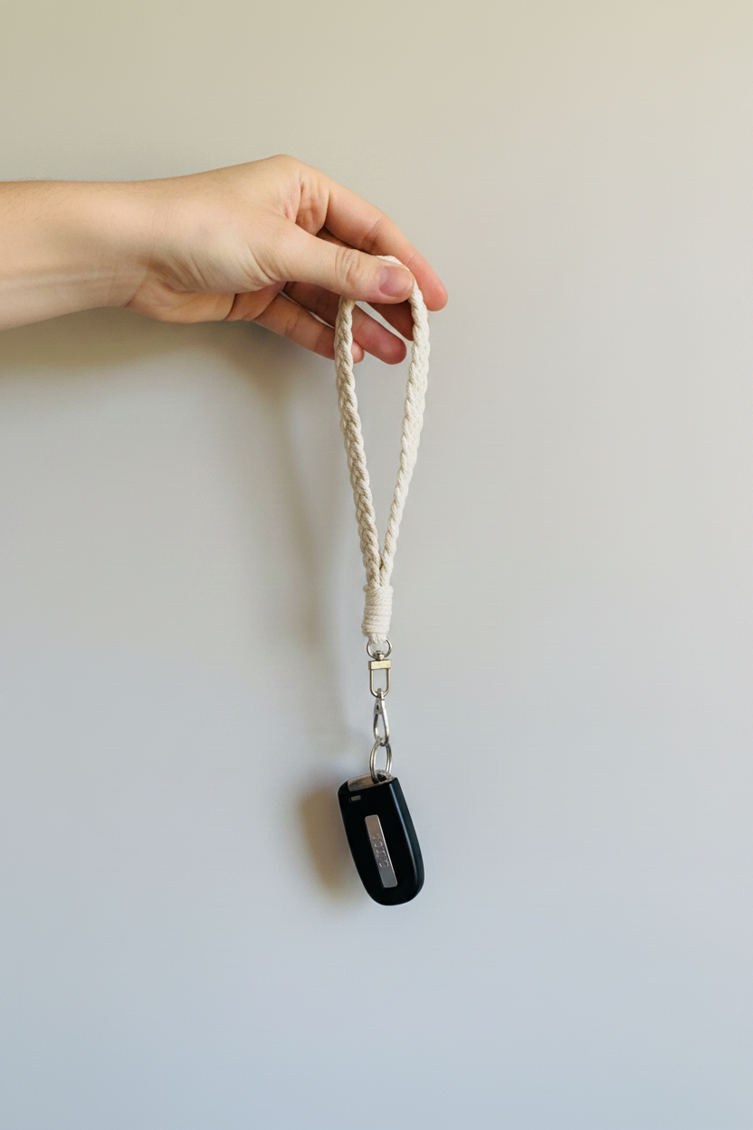 White Macrame Lanyard - Hand Held