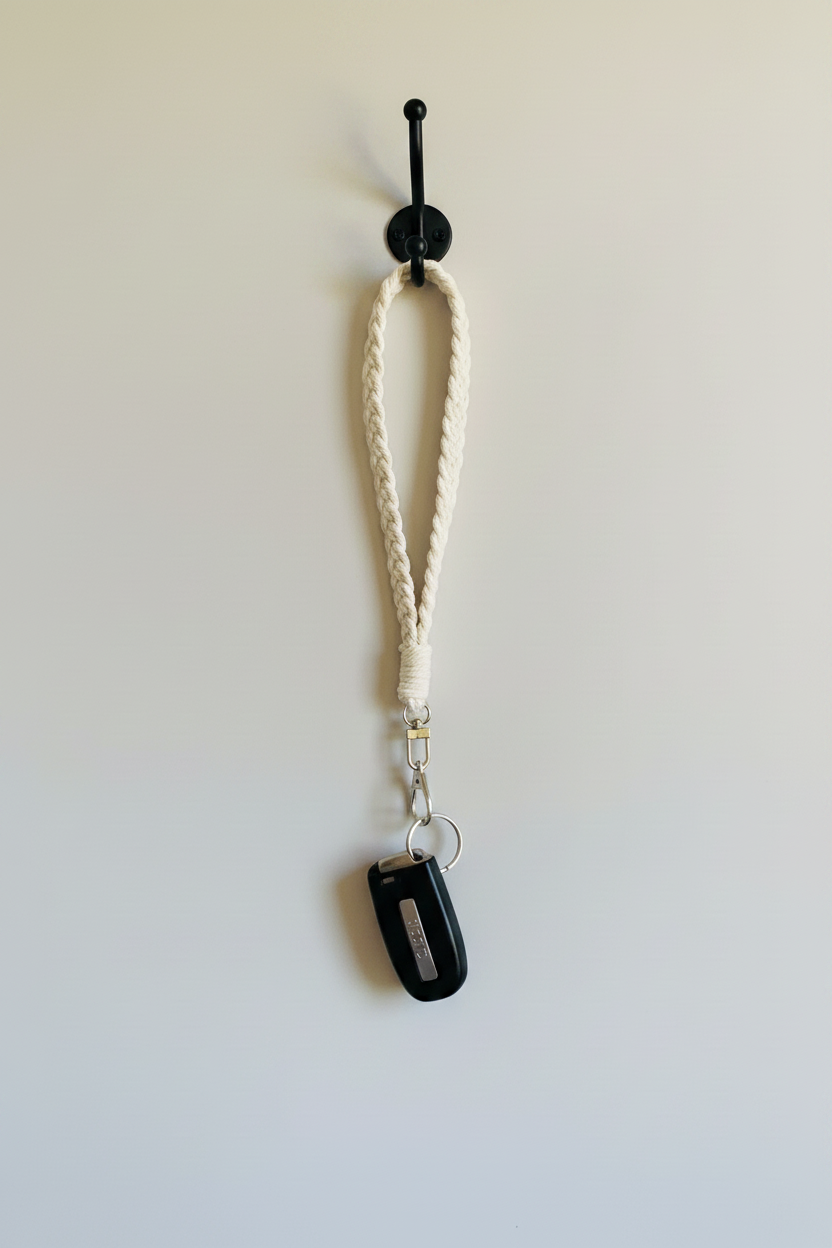 White Macrame Lanyard - On Hook